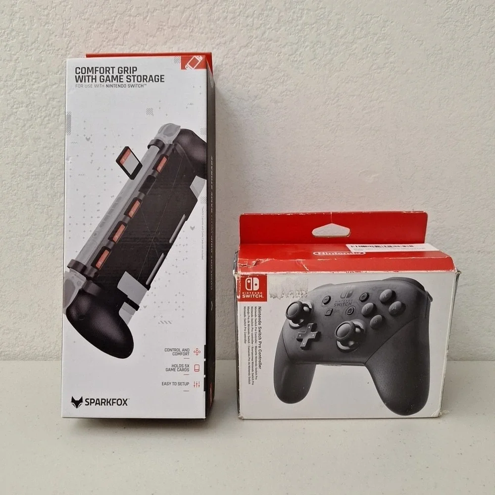 Nintendo Switch Pro Controller Genuine OEM & Comfort Grip w/ Game Storage NEW